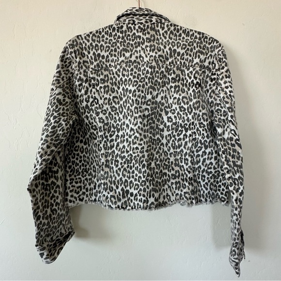 Nordstrom Thread & Supply NWT Golden Jaguar Leopard Print Cropped Denim Jacket - Picture 8 of 11